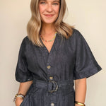 Kaulana Belted Denim Dress - Elle Maxine