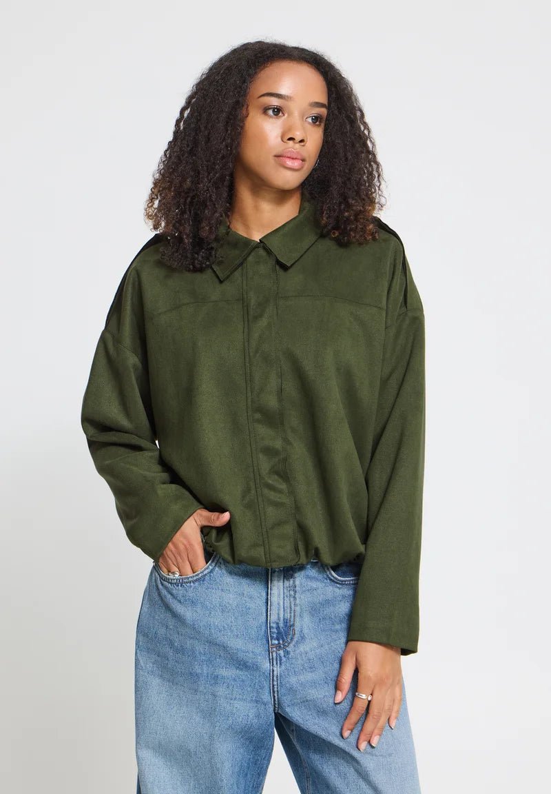 Keisha Suede Bubble Hem Jacket - Elle Maxine