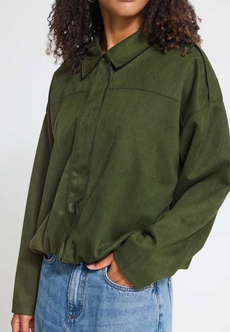 Keisha Suede Bubble Hem Jacket - Elle Maxine