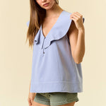 Kellie Ruffle V - Neck Top - Elle Maxine