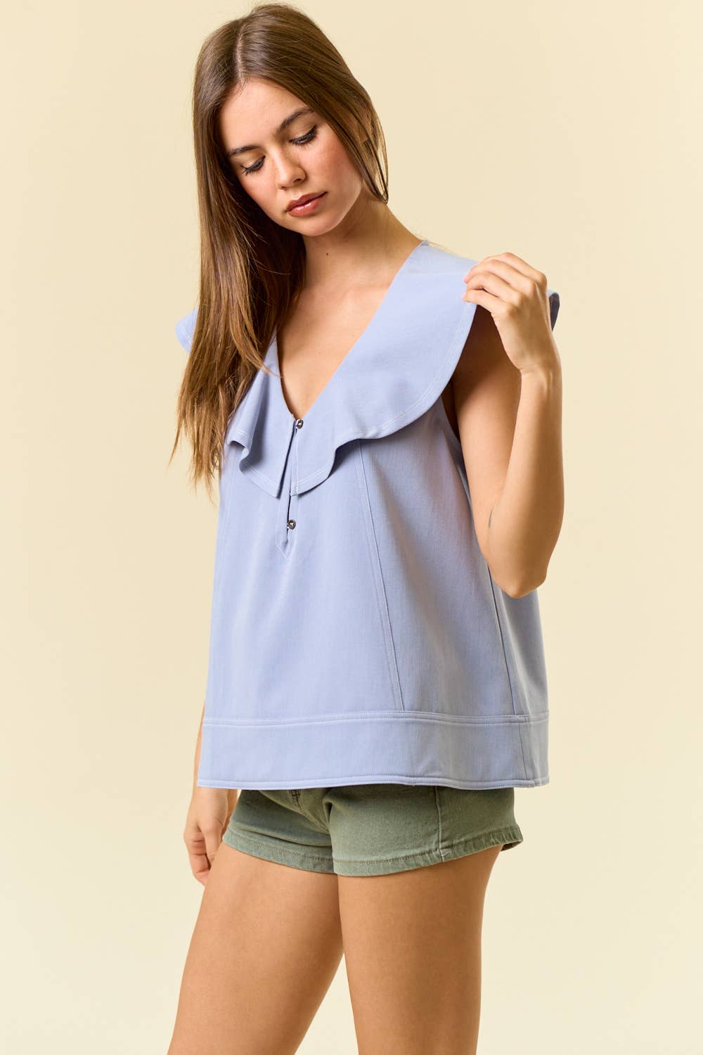 Kellie Ruffle V - Neck Top - Elle Maxine