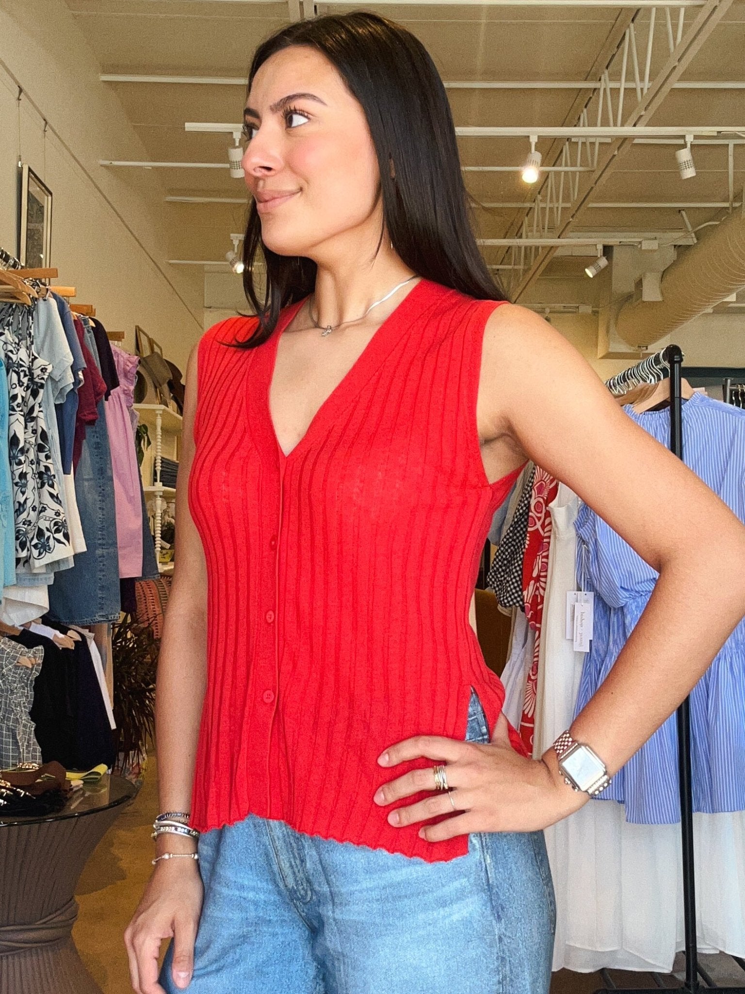 Kelly Button Down Tank - Elle Maxine