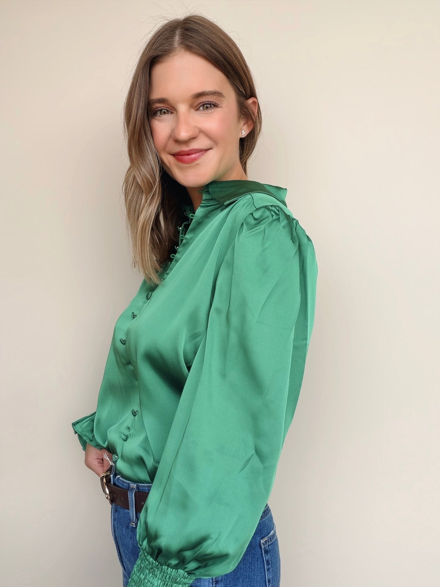 Kelly Button Front Blouse - Elle Maxine