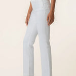 Kelsey High Rise Ankle Flare - White Buttons - Elle Maxine