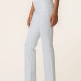 Kelsey High Rise Ankle Flare - White Buttons - Elle Maxine