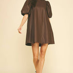 Kennedy Faux Leather Dress - Chocolate - Elle Maxine