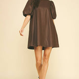Kennedy Faux Leather Dress - Chocolate - Elle Maxine
