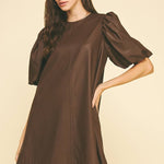 Kennedy Faux Leather Dress - Chocolate - Elle Maxine