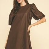 Kennedy Faux Leather Dress - Chocolate - Elle Maxine