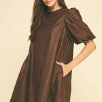 Kennedy Faux Leather Dress - Chocolate - Elle Maxine