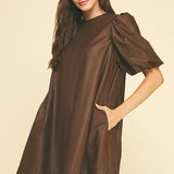 Kennedy Faux Leather Dress - Chocolate - Elle Maxine