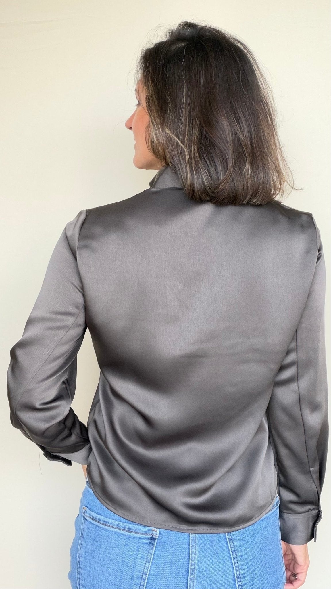 Kensley Satin Button Down Top - Elle Maxine