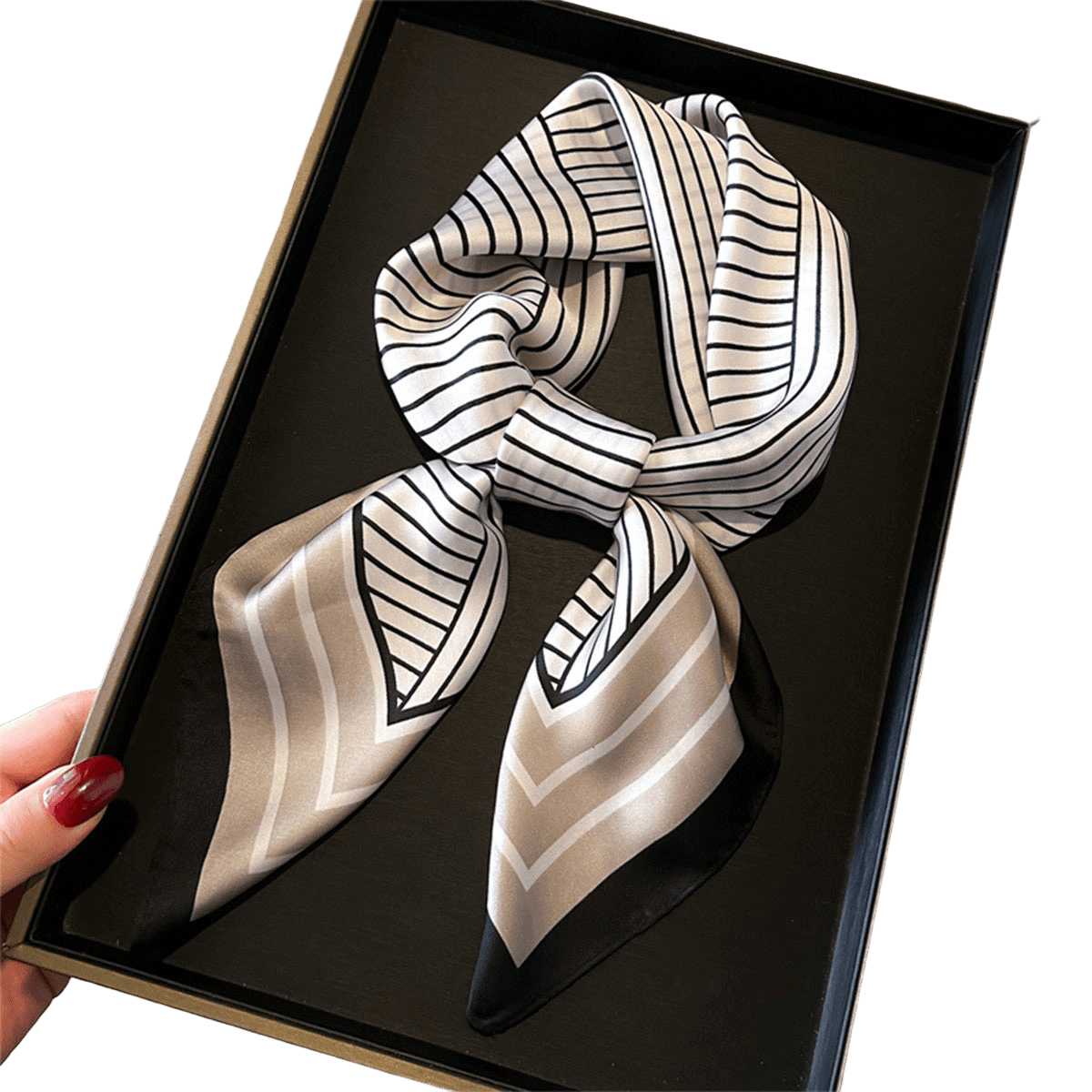Khaki Printed Square Scarf - Elle Maxine