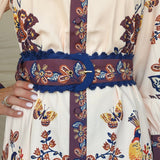 Khyrie Peacock Belted Dress - Elle Maxine