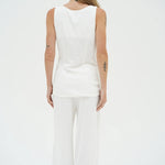 Kiana Linen Pull On Pant - Whisper White - Elle Maxine