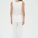 Kiana Linen Pull On Pant - Whisper White - Elle Maxine