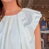 Kiera Bubble Hem Top - Whisper White - Elle Maxine