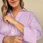 Kiki Pintuck Striped Button Down - Elle Maxine