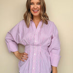 Kiki Pintuck Striped Button Down - Elle Maxine