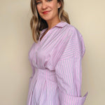 Kiki Pintuck Striped Button Down - Elle Maxine