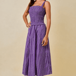 Kimmy Smocked Stripe Midi Dress - Elle Maxine