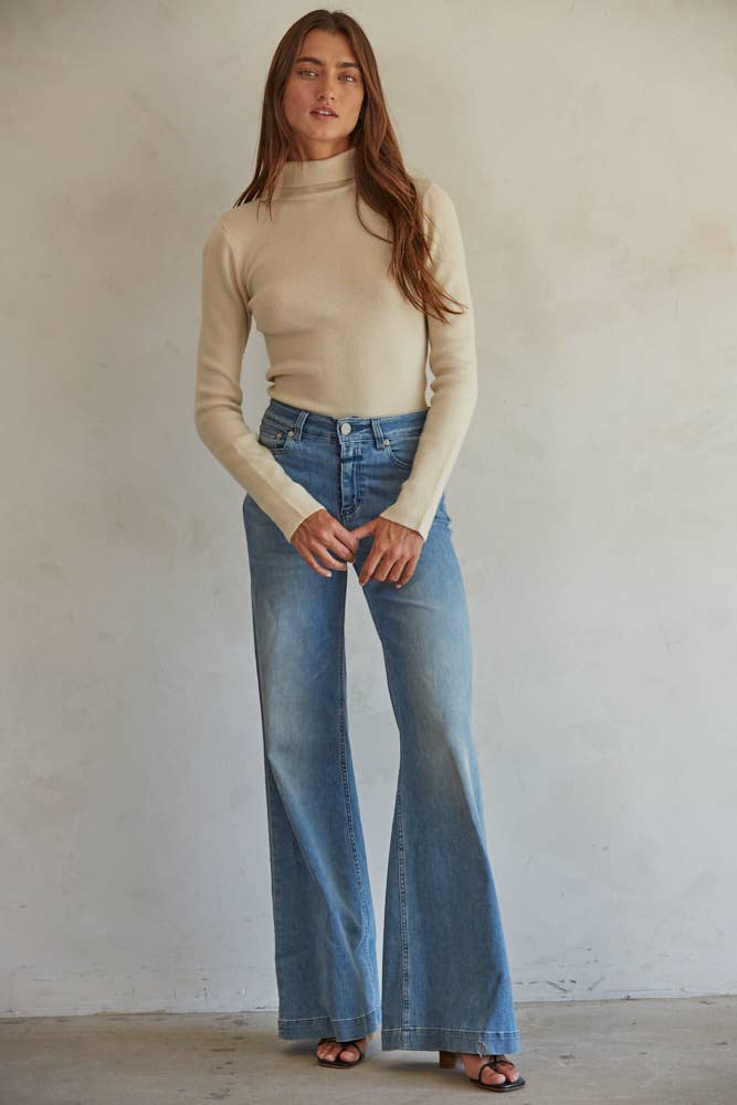 Kyla Knit Turtleneck Top - Taupe - Elle Maxine