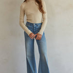 Kyla Knit Turtleneck Top - Taupe - Elle Maxine