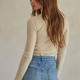 Kyla Knit Turtleneck Top - Taupe - Elle Maxine