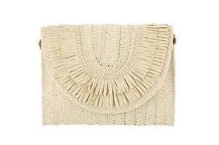 Ladies Cross Body Straw Clutch Bag - Elle Maxine