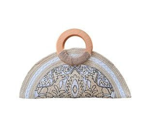 Ladies Natural Jute Clutch Handbag - Elle Maxine