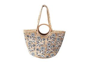 Ladies Natural Jute Tote Handbag - Elle Maxine