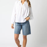 Lana Relaxed Button Down Blouse - White - Elle Maxine