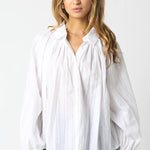 Lana Relaxed Button Down Blouse - White - Elle Maxine