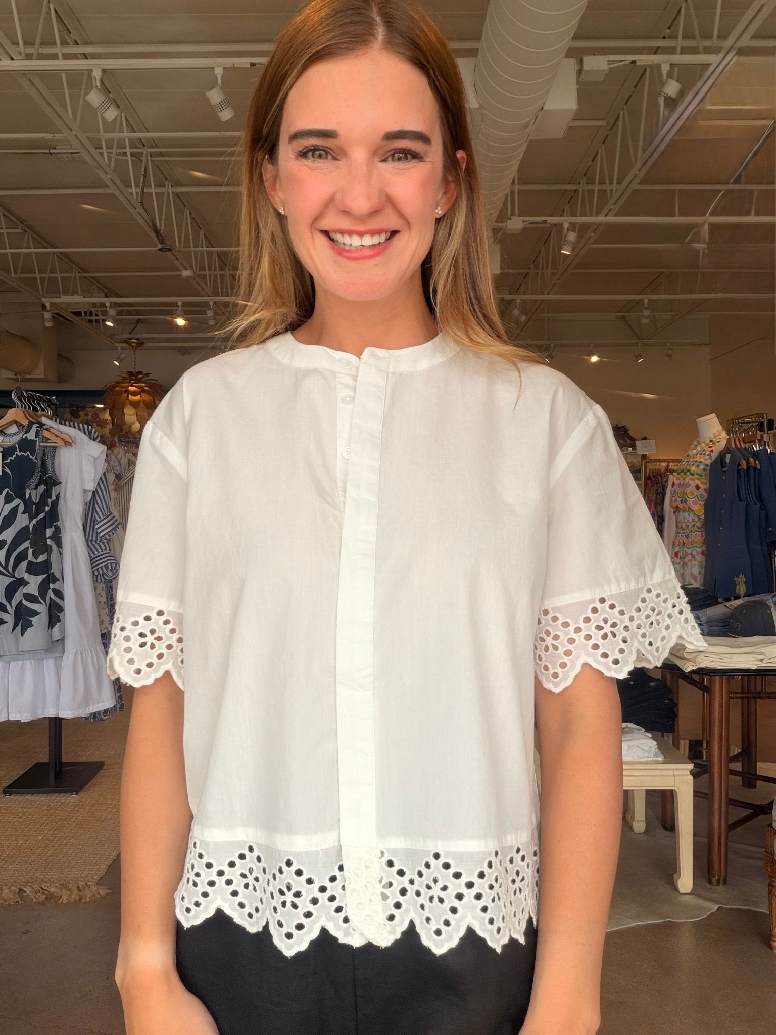 Lanavi Eyelet Hem Top - Elle Maxine