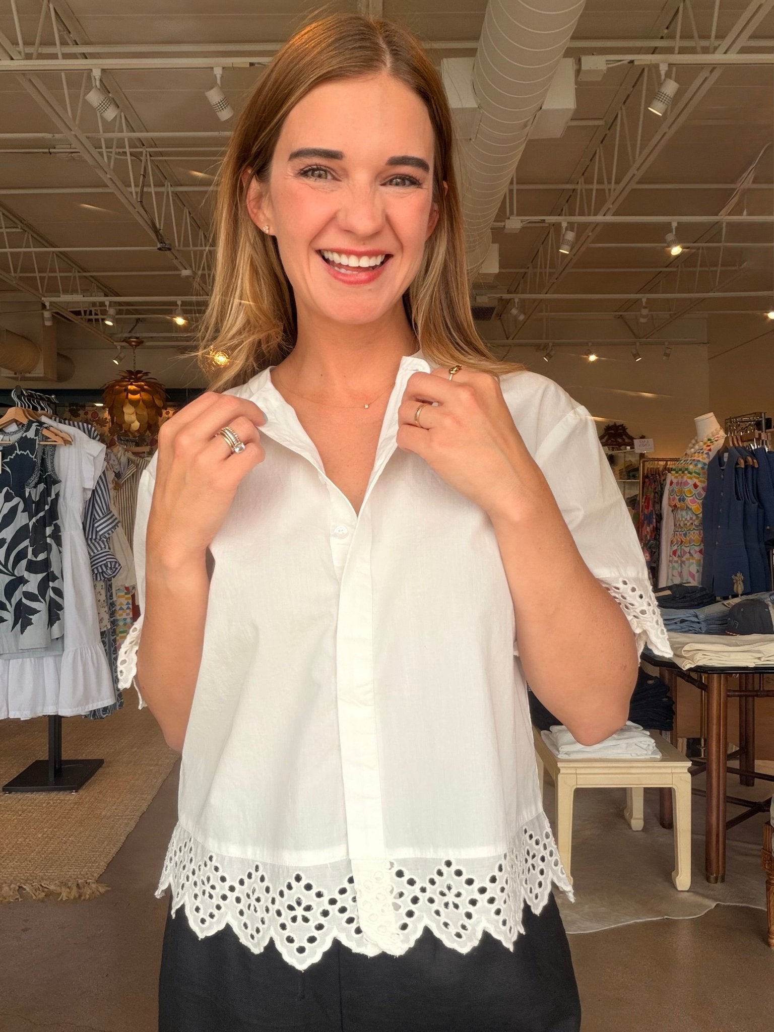 Lanavi Eyelet Hem Top - Elle Maxine