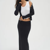 Landon Ribbed Skirt - Black - Elle Maxine
