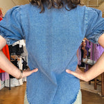 Laurel Denim Collared Top - Elle Maxine