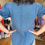 Laurel Denim Collared Top - Elle Maxine