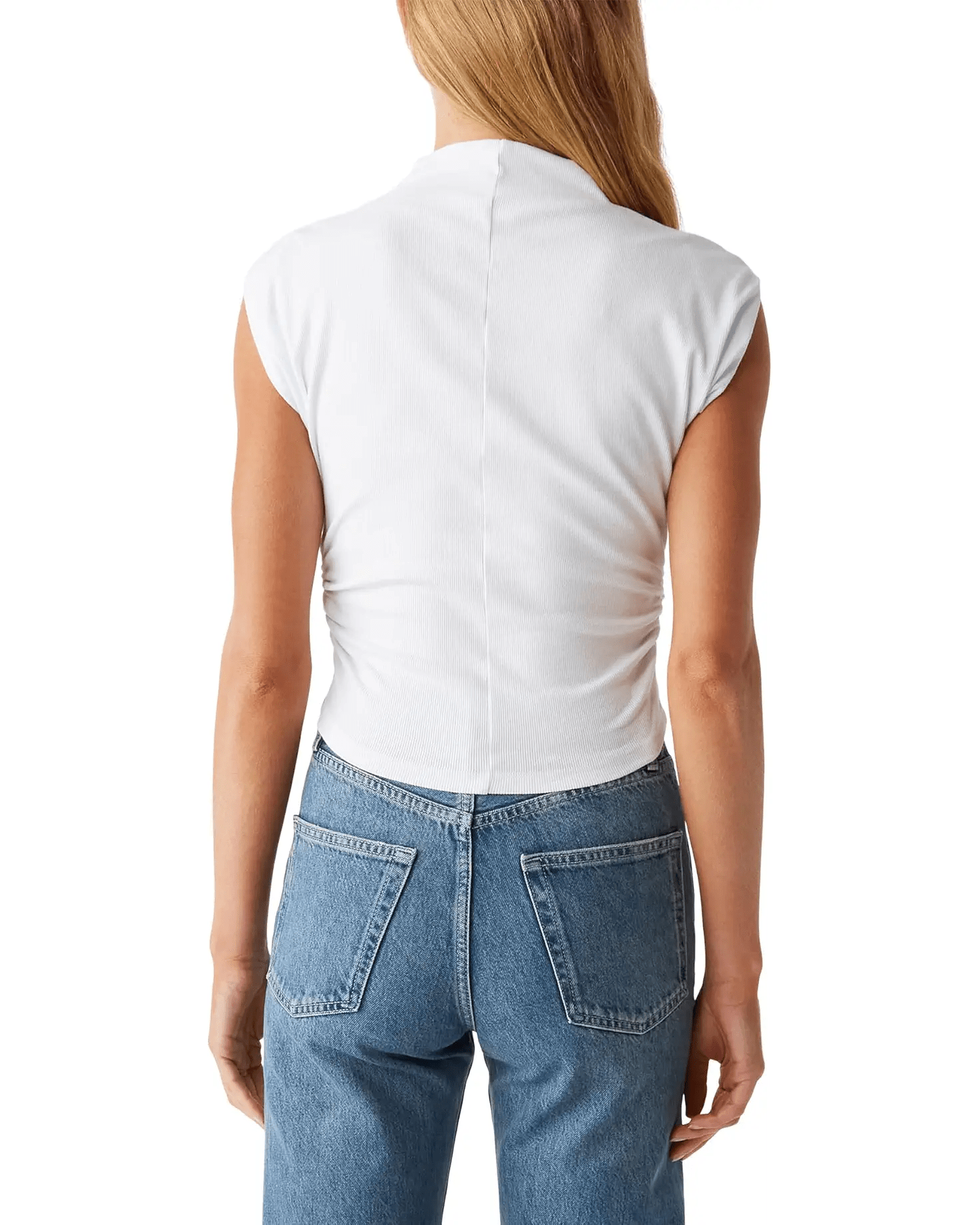 Lavali High Neck Ruched Top - White - Elle Maxine
