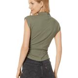 Lavali High Reck Ruched Top - Olive - Elle Maxine