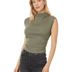 Lavali High Reck Ruched Top - Olive - Elle Maxine