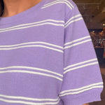 Lavender Stripe Knit Tee - Elle Maxine