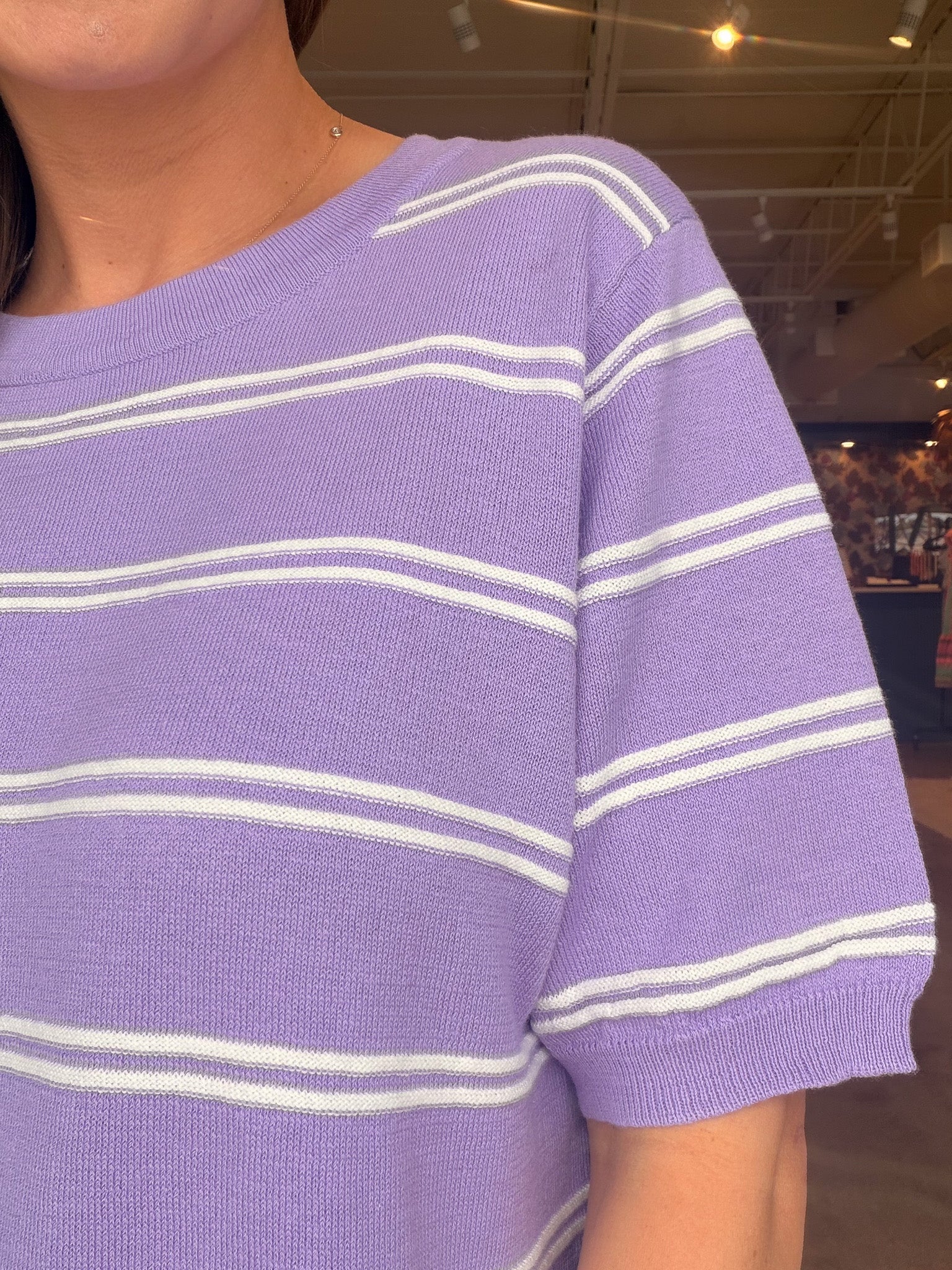 Lavender Stripe Knit Tee - Elle Maxine