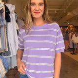 Lavender Stripe Knit Tee - Elle Maxine