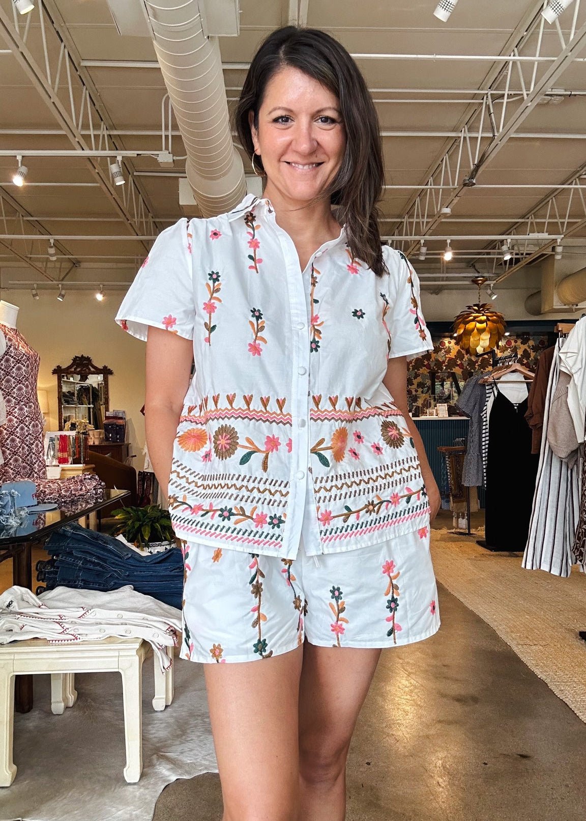 Layla Embroidered Shorts Set - Elle Maxine