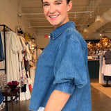 Leanna Puff Sleeve Denim Shirt - Elle Maxine
