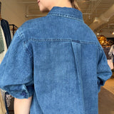 Leanna Puff Sleeve Denim Shirt - Elle Maxine