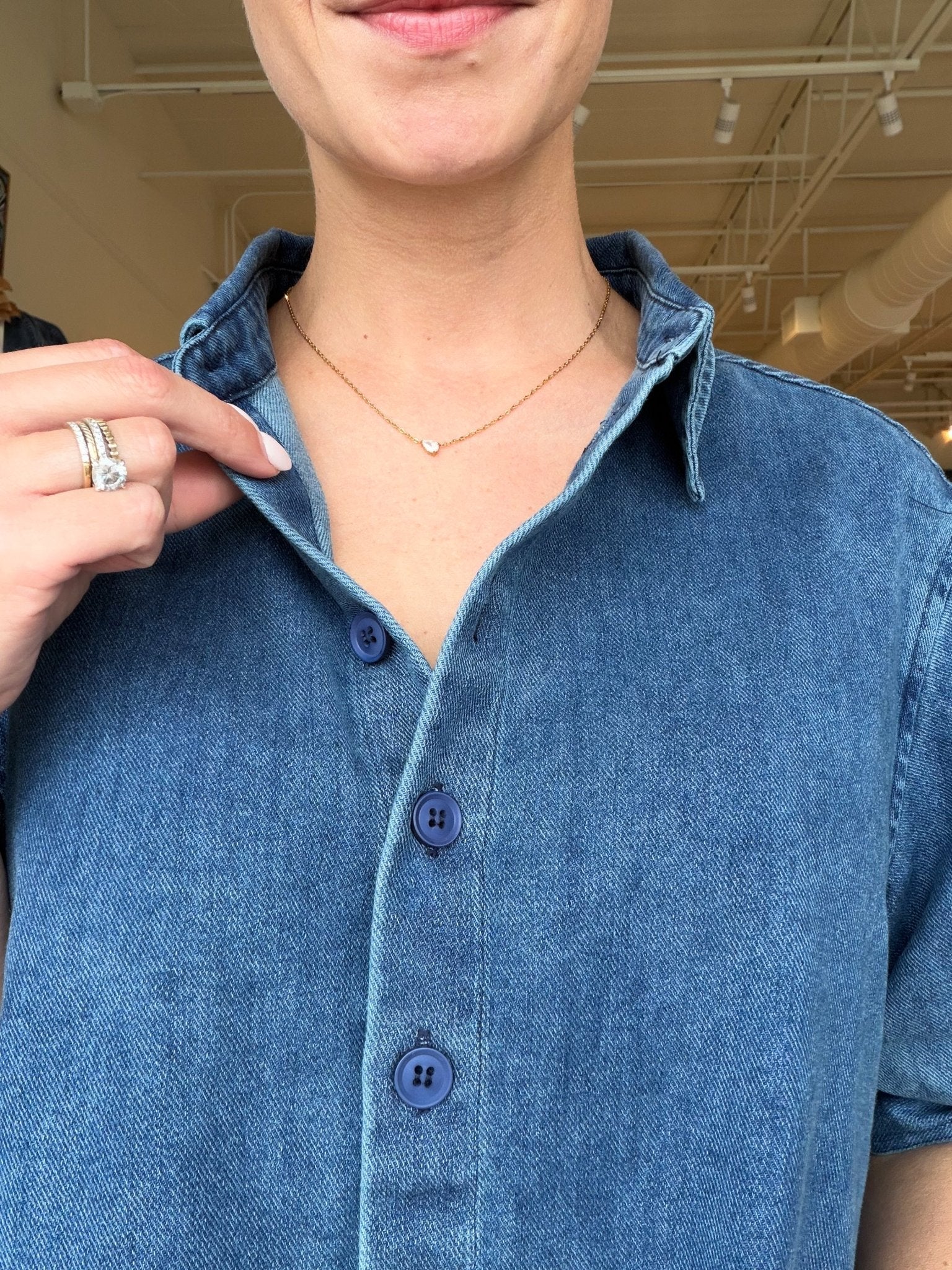 Leanna Puff Sleeve Denim Shirt - Elle Maxine