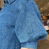 Leanna Puff Sleeve Denim Shirt - Elle Maxine
