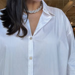 Leigh Collared Poplin Top - White - Elle Maxine